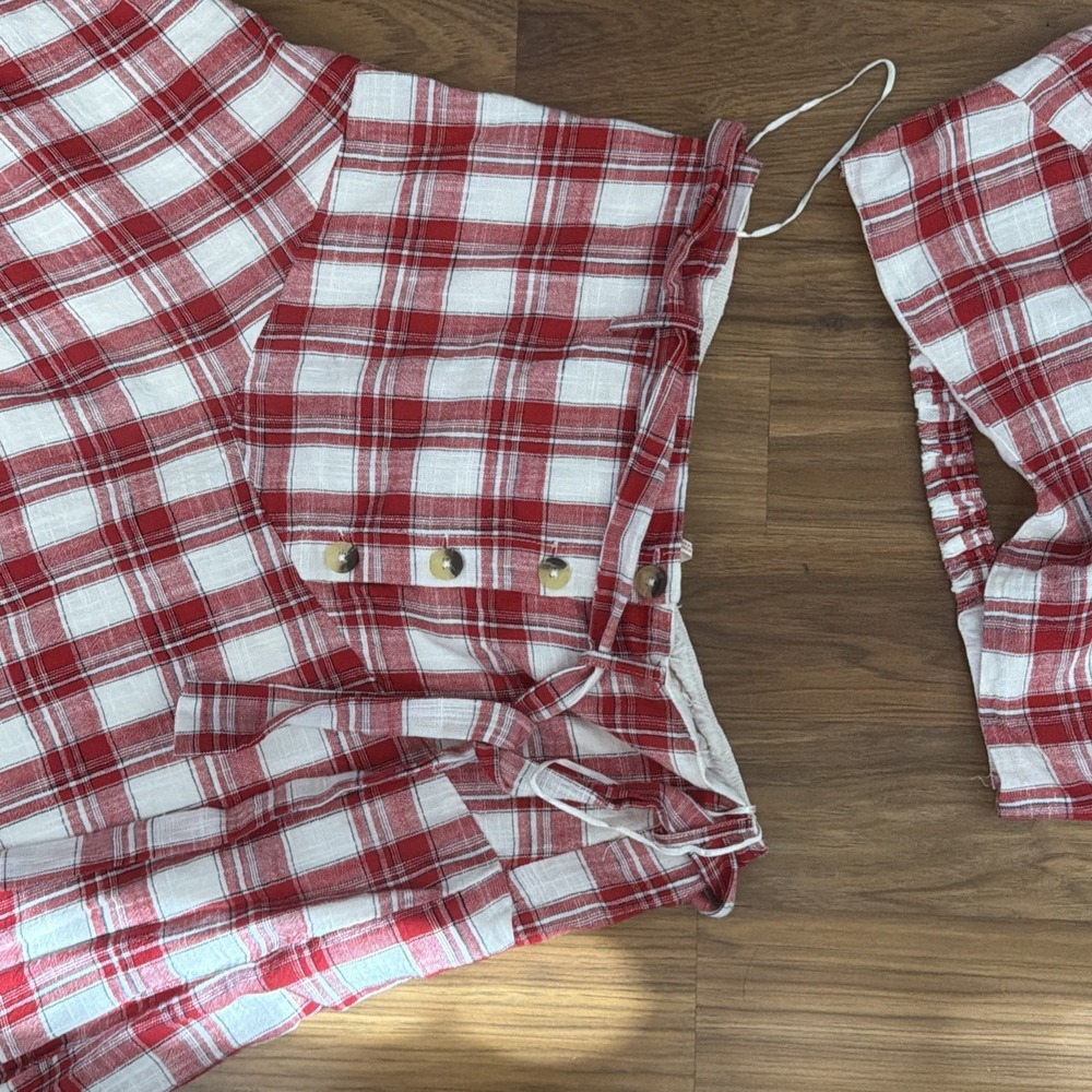 NWT Free People Gingham Plaid Strapless Top High Rise Maxi 2pc Outfit Small/S - Picture 8 of 11